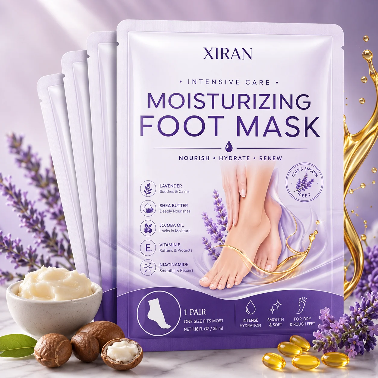 Private Label Pack of 6 Softening Foot Mask